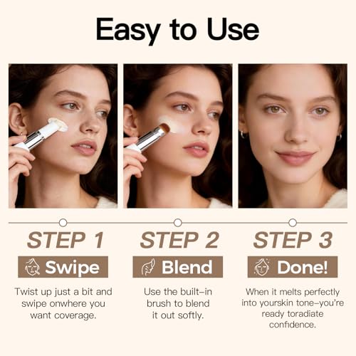 Color-Changing Foundation Stick with Brush - Medium to Full Coverage