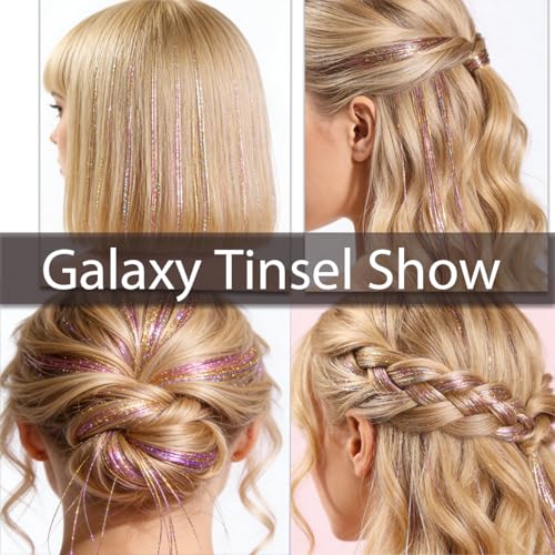 Peach Pink Hair Tinsel 48" Galaxy Fairy Hair Extensions