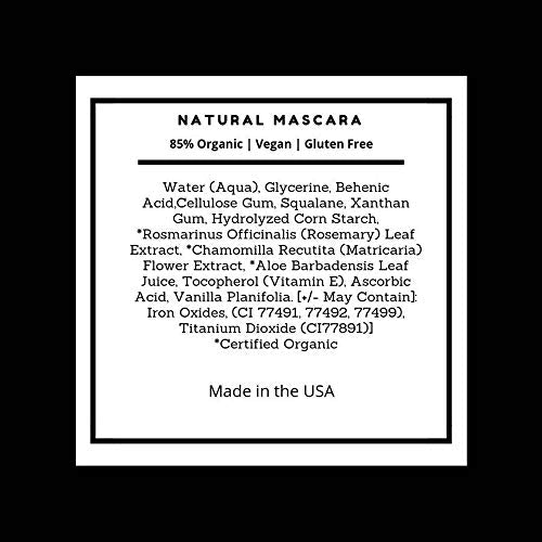 Mom's Secret 100% Natural Mascara Black, Organic, Vegan, Paraben & Gluten Free, Strengthens & Volumes, Stays on all day, Made in the USA, 0.25 ounce