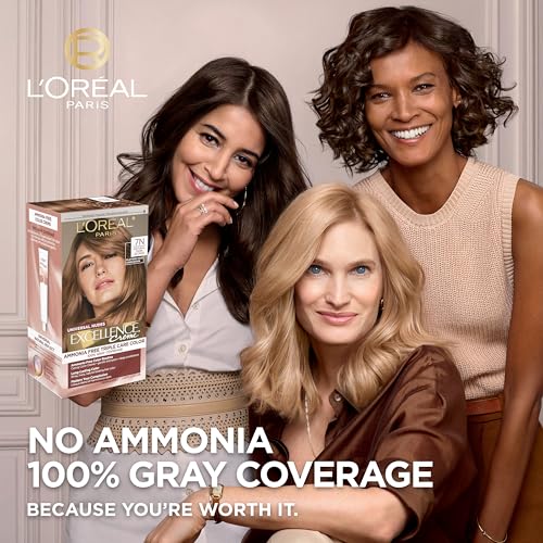 L’Oréal Paris Excellence Universal Nudes Permanent Hair Color, Ammonia Free Hair Dye for Gray Hair Coverage, 7N Natural Dark Blonde, 1 Hair Dye Kit