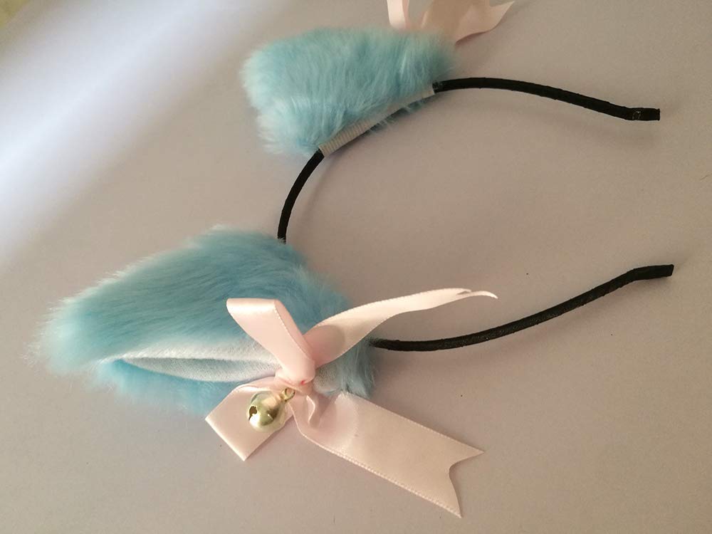 Sheicon Cat Ears with Bell Furry Neko Ears Headband Hair Clip Headwear Anime Cosplay For Halloween Costume Color Blue