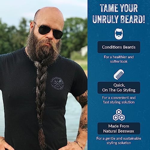 Mountaineer Brand Styling Stick | 100% Natural Beard Conditioner for Men | Hydrate, Tame Wiry Hair | Firm Hold for Easy Styling | Woodsy Timber Scent 2oz