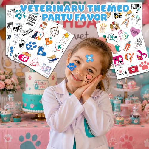 96 PCS Vet Temporary Tattoos for Kids & Adults