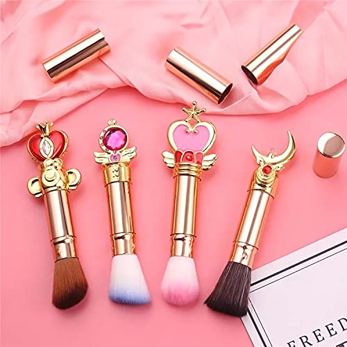 Angled Retractable Makeup Brush With Cover - Liquid, Cream, Powder, Foundation, Blush, Bronzer - Premium Bristles Contouring & Blending Skin, Portable Vegan Face Kabuki Brush, Royal Diamond