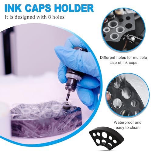 Emalla 303Pcs Tattoo Ink Caps Kit with 3 Holders