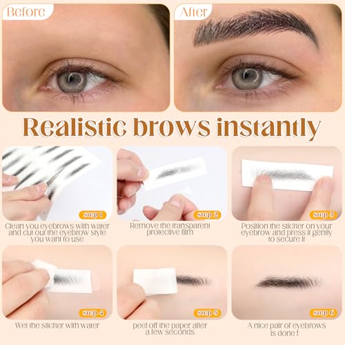 4D Hair-Like Eyebrow Tattoo Stickers, 196 Pairs Waterproof