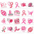 HOWAF 72pcs Breast Cancer Awareness Temporary Tattoos, Glitter Pink Out Football Tattoos, Football Pink Ribbon Themed Tattoos Stickers for Breast Cancer Month Charity Event Supplies Favors