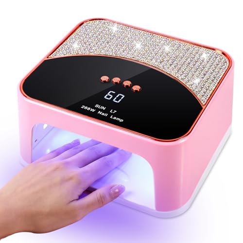 AILALUO 268W UV LED Nail Lamp - Pink with 4 Timers for Gel Nails, Fast Curing