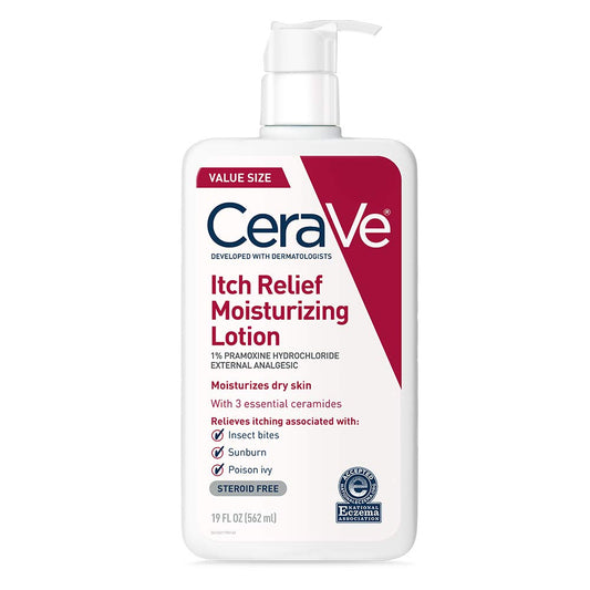 CeraVe Moisturizing Anti Itch Lotion with Pramoxine Hydrochloride | Relieves Itch with Minor Skin Irritations, Sunburn Relief, Bug Bites | 19 Ounce