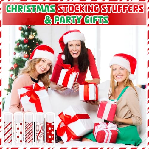 125 Pcs Christmas Candy Flavor Lip Balms Peppermint Candy Party Favors Christmas Stocking Stuffers for Women Xmas Party Thank You Gifts Bulk Items for Employee Staff Coworkers Teacher Holiday
