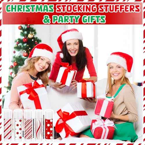 100 Pcs Christmas Candy Flavor Lip Balms Bulk Holiday Peppermint Candy Flavor Lip Balms Christmas Party Gifts Stocking Stuffers Bulk Thank You Gifts for Employee Staff Coworkers Teacher