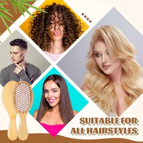 Weysat 12 Pcs Christmas Bamboo Hair Brushes Bulk Thanksgiving Gift Natural Wooden Paddle Brush Lightweight Massage Scalp Combs Detangling Hairbrush for Women, All Hair Types, Anti Static (White)