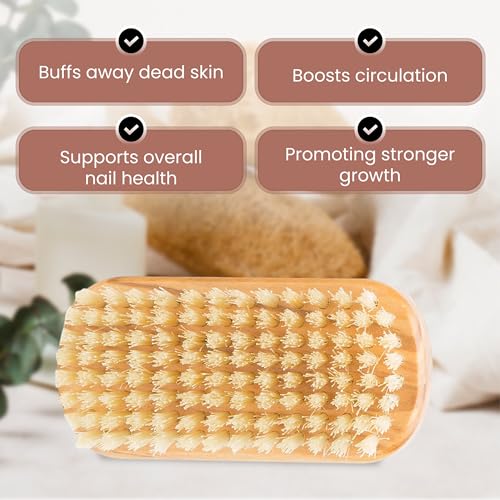 First Cut Boar Bristle Nail Brush with White Bristles - Made in Germany for Gentle Dirt Removal & Skin Exfoliation