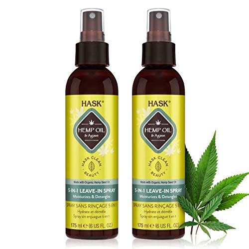 HASK Leave In Conditioner Spray, 2 Pack - Hair Care with Hemp Oil 5-in-1 for all hair, color safe, gluten free, sulfate free, paraben free