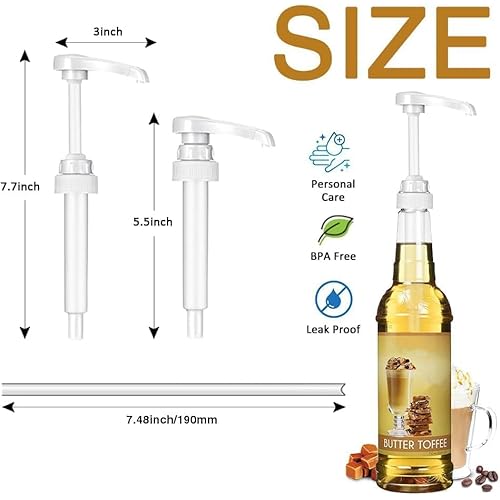 50 Pcs White Coffee Syrup Pump Dispenser, Compatible with 25.4 Oz/750ml Bottles, Great for Home & Coffee Bar Drinking Mixes, Tea, Beverage, Cocktails, Plus Spoons