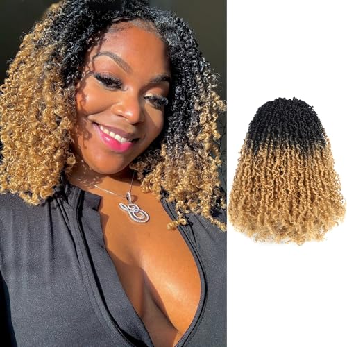 GIX Yanky Twist Crochet Hair 10 Inch 8 Packs Ombre Blonde Short Bobs