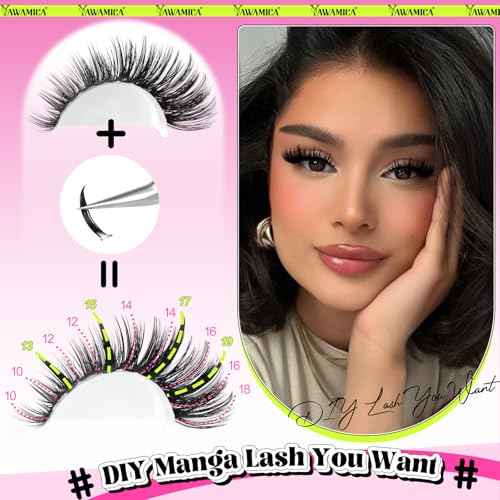 Yawamica 80D Wispy Lash Clusters 10-18mm with Spike Individual Lashes 13-19mm DIY Manga Lashes Clusters Volume Eyelash Clusters D Curly Cluster Eyelash Extensions Fairy Cluster Eyelashes 280pcs