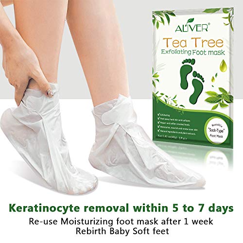ALIVER Exfoliating Foot Peel Mask 3 Pack - Tea Tree Callus & Dead Skin Remover
