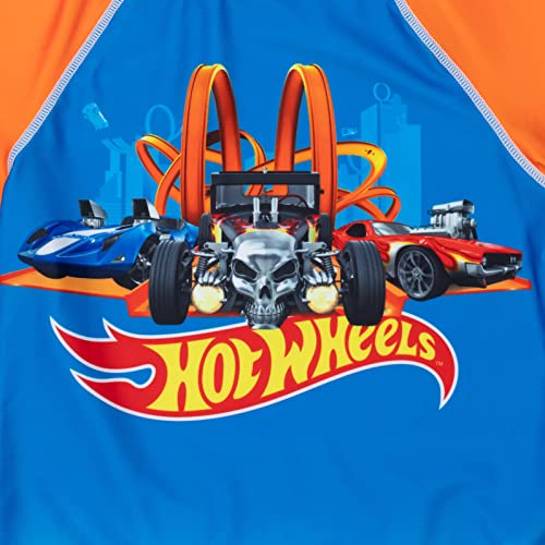 Hot Wheels Raglan Rash Guard and Swim Trunks UPF 50+ Outfit Set Toddler to Big Kid Sizes (2T - 10-12)