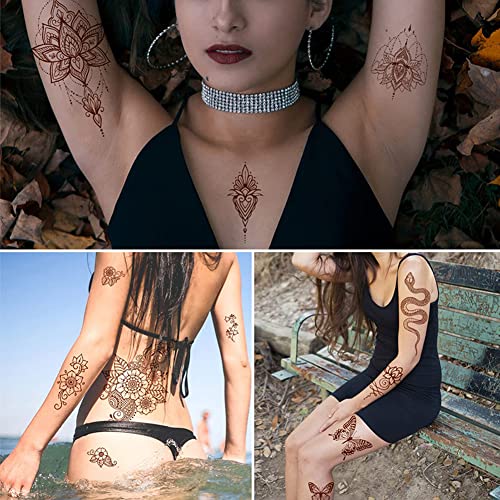 Brown Henna Temporary Tattoo Stickers - 14 Sheets