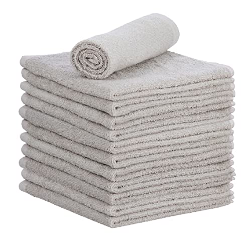 Superio Cotton Terry Washcloths Grey Towels 100% Cotton Cleaning Cloth 16" Rags Wash Clothes for Body and Face, Spa Towels, Multi Purpose (12, 12"x12")
