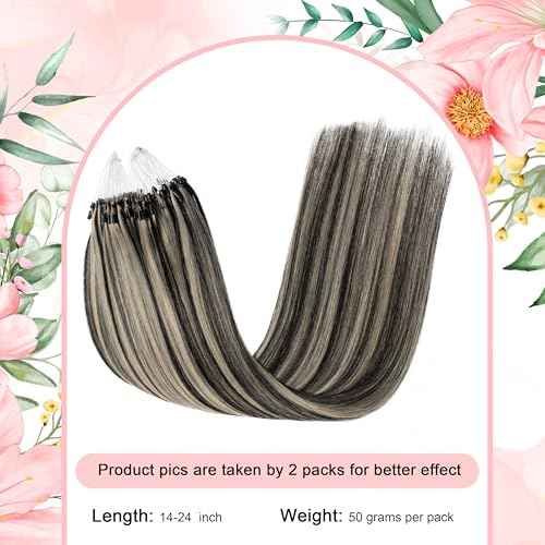 Microlink Extensions Human Hair 20 Inch Micro Loop Hair Extensions Long Straight Hair #1B/613 Hair Extensions Real Human Hair 50g 1g/s(#1B/613, 20inch)