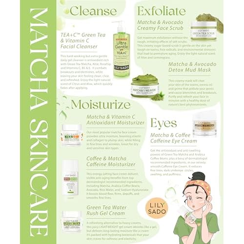 LILY SADO TEA+C¢â Green Tea & Vitamin C Face Cleanser ? Natural Vegan Antioxidant Daily Face Wash with Aloe, Rosehip, Meadowfoam - Gentle Deep Cleansing for Acne, Blackheads, Blemishes. 8 oz