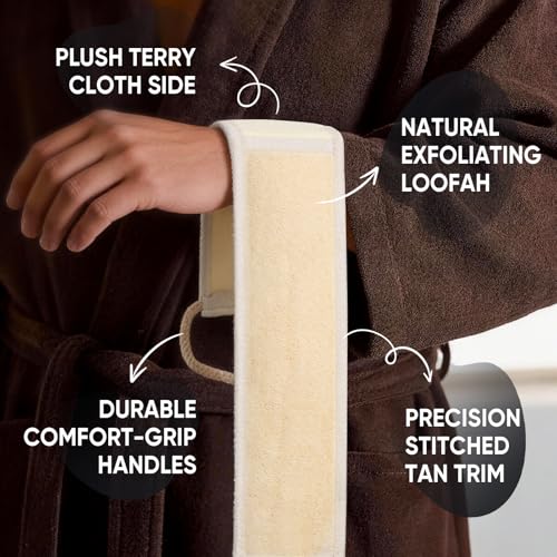 2 Pack Natural Egyptian Loofah Back Scrubber with Handles