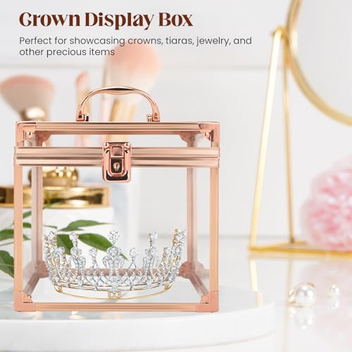 Crown Box 7.9 x 6.7 x 7.5inch, Clear Makeup Case,Cosmetic Organizer, Large Capacity Transparent Acrylic Artists Display Case for Vanity,Bathroom Counter or Dresser