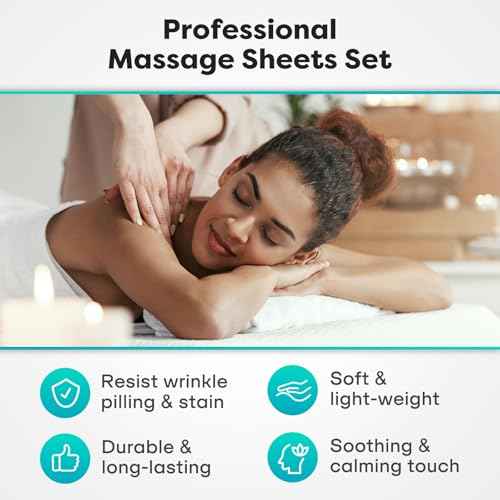 Comfyanno Massage Table Sheets Sets, 3 Pcs Professional Microfiber Massage Bed Cover Sheets, Soft, Light-Weight, Stain & Wrinkle Resistant, Includes Flat & Fitted Sheet, Face Cradle Cover - Black