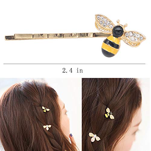 Luckycivia 12 Pcs Metal Cute Bee Hairpin, Exquisite Alloy Crystal Bee Hair Side Clips, Honeybee Hair Accessories for for Women Girls and Teen (2 Colors)