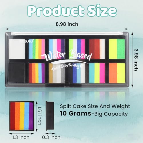 Face Paint Kit for Adults | Split Cake Water-Activated Palette