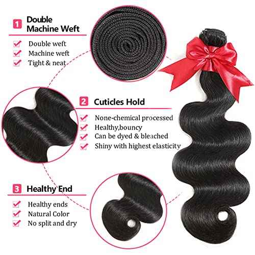 12A Body Wave Bundles with Closure Human Hair 22 24 26+20 Inch Brazilian Virgin Body Wave Human Hair Weave 3 Bundles with 4x4 HD Lace Closure
