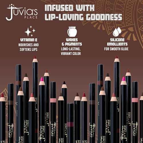 Juvia's Place Long Wear Lip Pencil ? Demure ? Waterproof & Kiss-proof, Long Lasting Lip Liner, Smooth Makeup Application - Soft Matte Finish Base for Lipstick - 13 Hours of Wear for Everyday Use