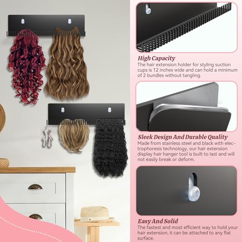 Stainless Steel Hair Extension Holder with Clips & Suction Cups