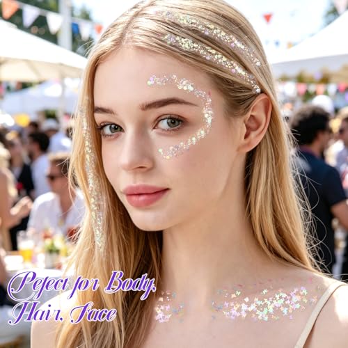 Teenitor Body Glitter Gel & Face Gems Stickers Set – 12 Pots