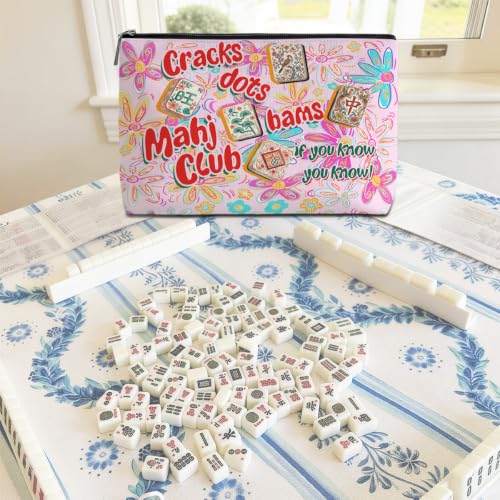 Boho Floral Mahjong Tile Bag - Durable Makeup Organizer