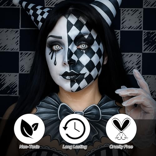 9 Pcs SFX Halloween Face Paint Kit – Black White Grey Skull Makeup