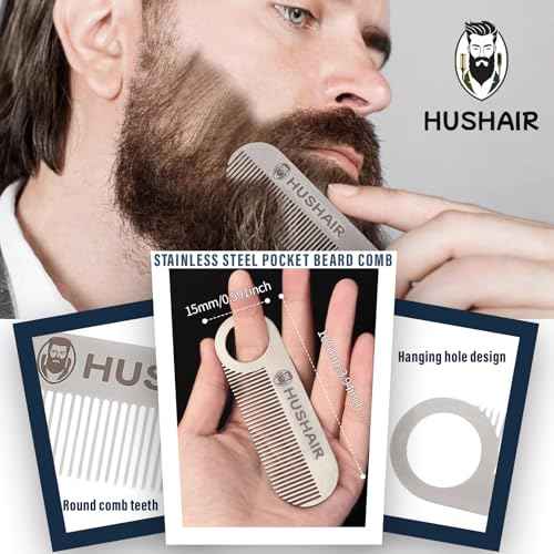 Beard Brush 5-in-1 Set for Men - Natural Boar Bristle Brush & Beard Pen Filler£¬Stainless Steel Beard Comb/Combing Brush/Ramie Storage Bag - Great for Grooming Beards and Mustaches