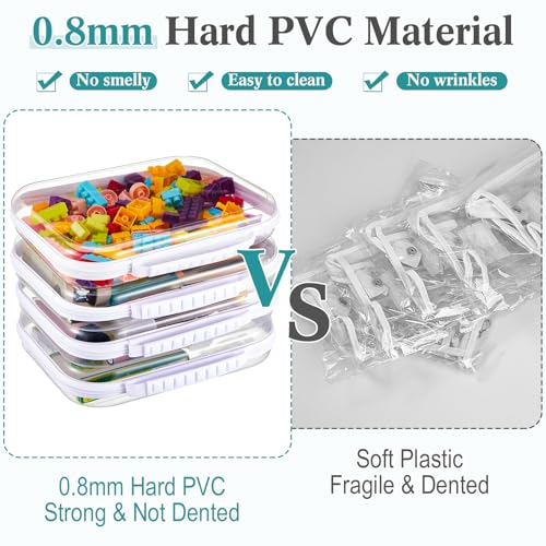 Sanwuta 4 Pcs Clear Hard Zipper Case with Handle Office Storage Cases Hard Plastic Pouches Transparent Bins for Crafts, Snacks, Cosmetics, Puzzles(9.8 x 7.9 x 2 Inches,White)