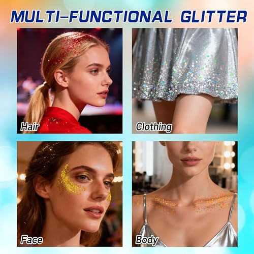 Red Holographic Body Glitter for Face & Hair