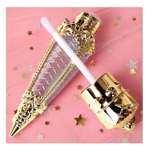 CTKcom 3ml Lip Gloss Tubes Empty Lip Glaze Containers with Radish Shape Plastic Refillable Lip Gloss Containers with Wand, for Women Girls DIY Cosmetic Makeup,Gold,10 Pack