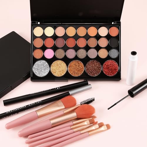 Eye Makeup Kit 29 Eyeshadow Palette, 8 Brushes, Mascara, Eyeliner