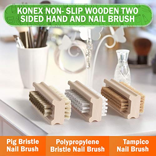 Non-Slip Wooden Two-Sided Nail Brush with Natural Boar Bristles