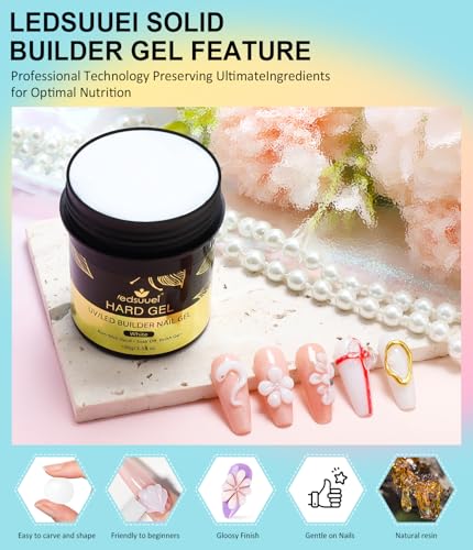 LEDSUUEI 100ml White Solid Builder Gel for Nails - 3D Sculpting & Extension