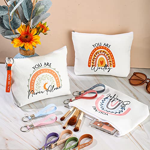 Fumete 20 Set/40 Pcs International Womens Day Gifts Employee Appreciation Makeup Bag Motivational Keychains Group Inspirational Gifts for Coworker Social Worker Nurse Teacher Team Staff