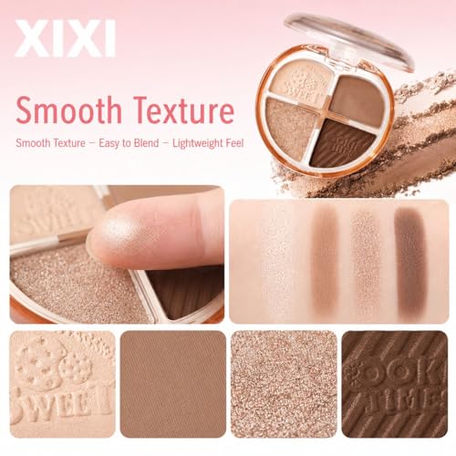 4-Color Eyeshadow Palette - Matte & Shimmer, Waterproof