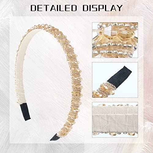 Lawie 8 Pack Baroque Hairbands Crystal Rhinestone Headband Beads Diamond Jeweled Sparkly Glitter Bling Padded Wide Headbands Cross Hair Bands Thick Hair Holder Accessories for Women Girls