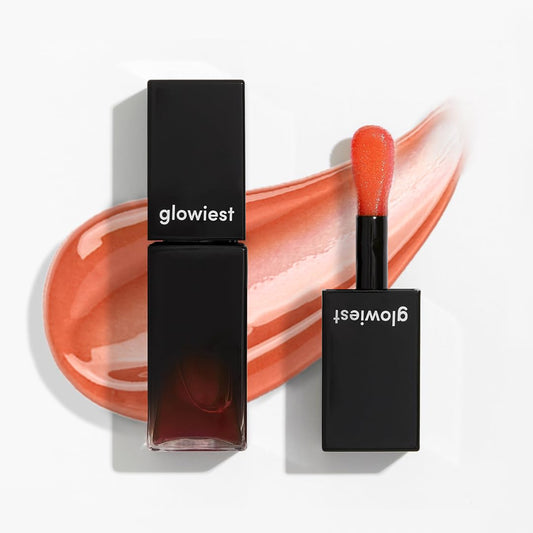 glowiest EFFORTLESS Glow Lip Oil 002 CRUSH: Hydrating, Nourishing, Plumping | Non-Sticky Lip Gloss, Tinted Lip Camellia Oil - 0.17oz (5ml)