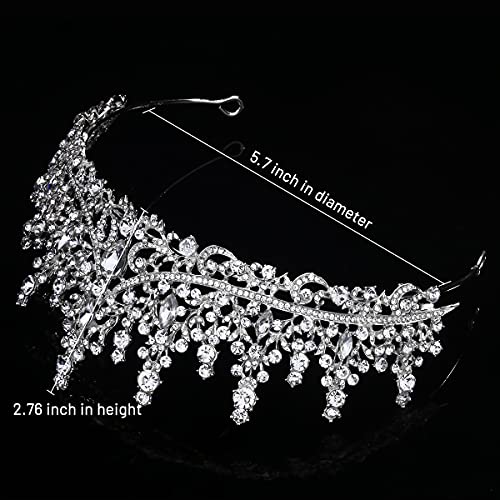 Silver Crystal Wedding Tiara Crown for Bride & Prom